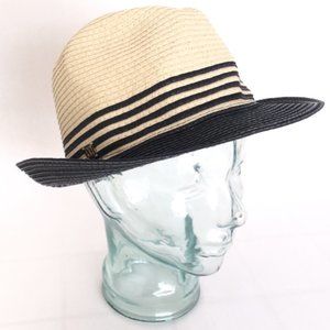 Ivanka Trump Woven Hat Black Stripes